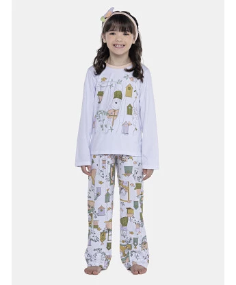 Pijama Feminino Kids Manga Longa e Calça