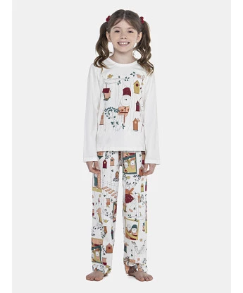 Pijama Feminino Kids Manga Longa e Calça