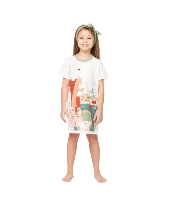Camisão Pijama Feminino Infantil manga curta Pat e Nina