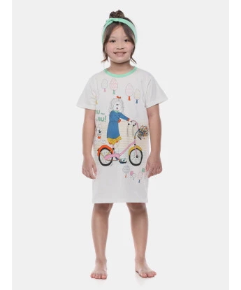 Sonhart Pijama Camisão Feminino Infantil Manga Curta Pat e Ted