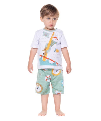Pijama manga curta e bermuda