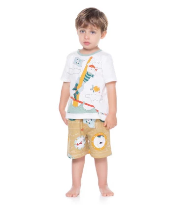 Pijama manga curta e bermuda