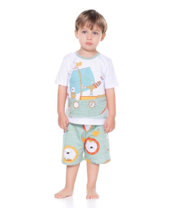 Pijama manga curta e bermuda