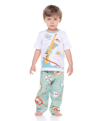Pijama manga curta e calça 
