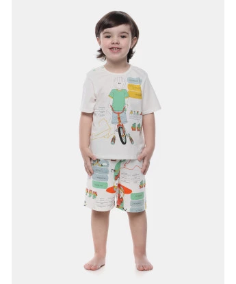 Pijamas Sonhart | Pijama Infantil Masculino Manga Curta e Bermuda Estampada