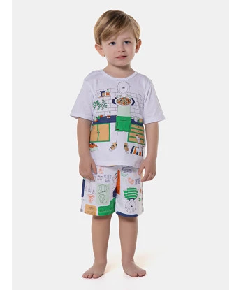 Pijama manga curta e bermuda