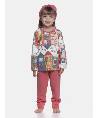 Conjunto Feminino Baby Manga Curta e Calça Moletinho