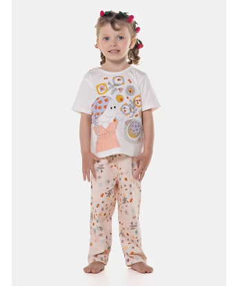 Sonhart Pijama Feminino Infantil manga curta e calça Annie