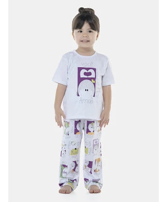 Pijama Feminino Baby Manga Curta e Calça