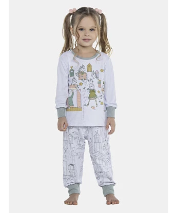 Pijama Feminino Baby Manga Longa e Calça Com Punhos