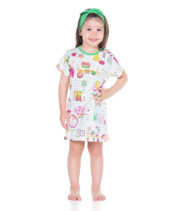 PIJAMA CAMISÃO MANGA CURTA FEMININO INFANTIL
