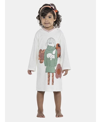 Roupão Feminino Baby Manga Longa Fechado Com Capuz Atoalhado