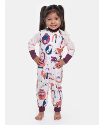Comprar Pijama Macacão Feminino Infantil manga longa Botões Estampado