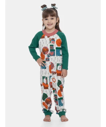 Pijama Macacão Feminino Infantil Manga Longa Pat e Nina