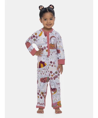 Macacão Manga Longa Com Botões Feminino Infantil Estampado