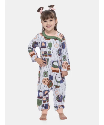 Pijama Macacão Feminino Infantil Manga Longa Tic-Tac Annie e Ted