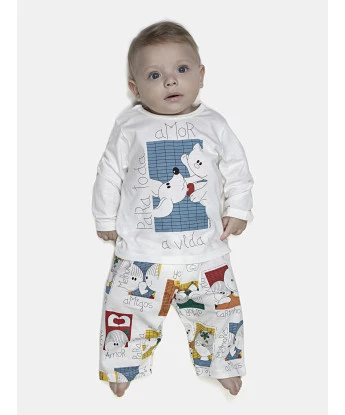 Pijama Masculino Bebe Manga Longa e Calça