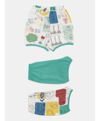 Kit mijão Curto Bebê Menino 3 Peças Estampado