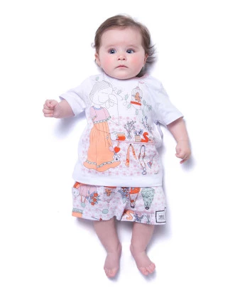 Pijama Bebê Menina manga curta e short  Estampado