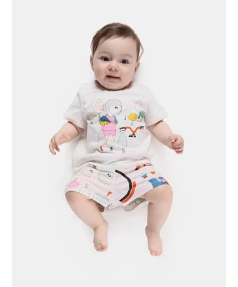 Pijama Bebê Menina Manga Curta e Short Pat e Annie