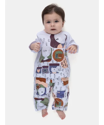 Pijama Bebê Menina Manga Longa Tic-Tac e Calça Estampada