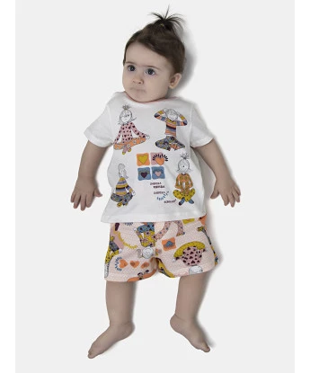 Pijama Feminino Bebe Manga Curta e Short
