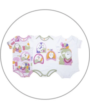 Kit Body Feminino Bebe Manga Curta 