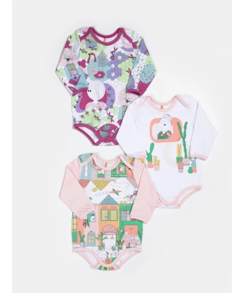 Kit Body Feminino Bebe Manga Longa