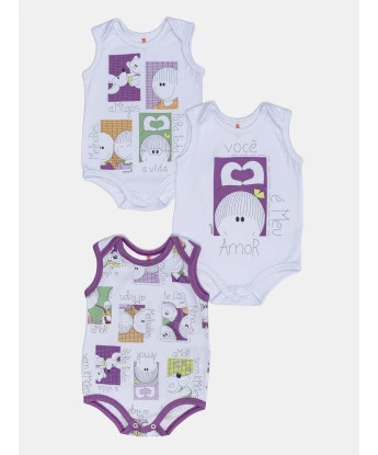 Kit Body Feminino Bebe Sem Mangas 