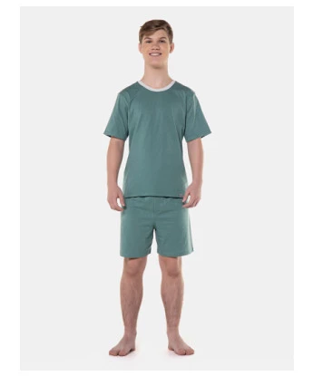 Pijama Masculino Adulto manga curta e short Verde