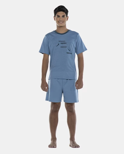 Pijama Masculino Adulto Manga Curta e Short