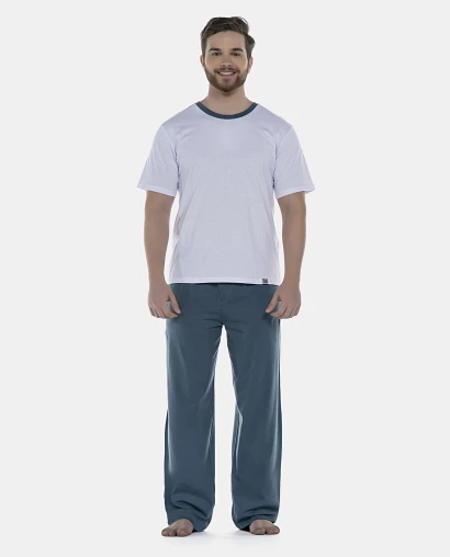 Pijama Masculino Adulto Manga Curta e Calça