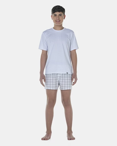 Pijama Masculino Adulto Manga Curta e Short Tricoline
