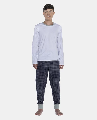 Pijama Masculino Adulto Manga Longa e Calça Flanelada Com Punhos
