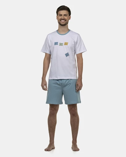 Pijama Masculino Adulto Manga Curta e Short