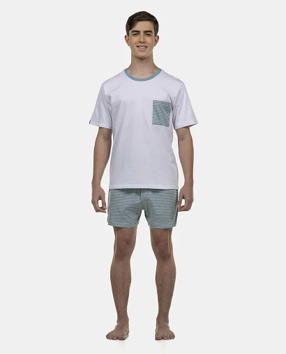 Pijama Masculino Adulto Manga Curta e Short