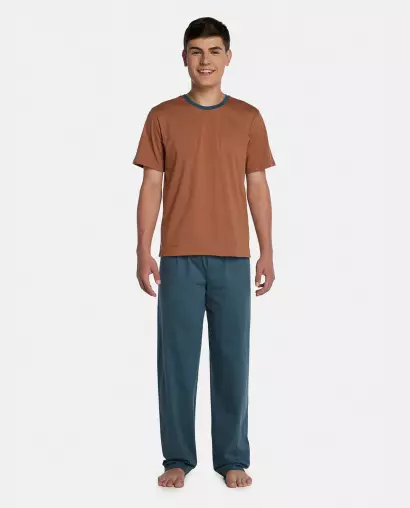 Pijama Masculino Adulto Manga Curta e Calça