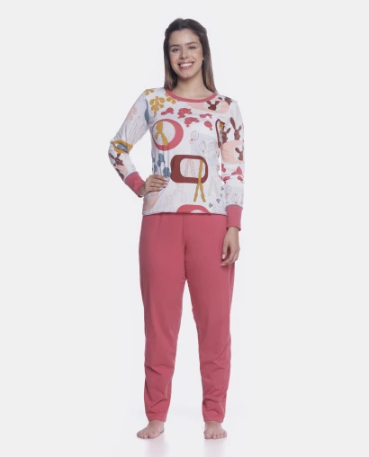 Conjunto Feminino Adulto Manga Longa e Calça