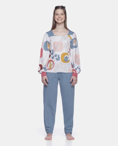 Pijama manga longa e calça