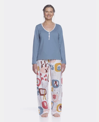 Homewear clássico manga longa e calça       