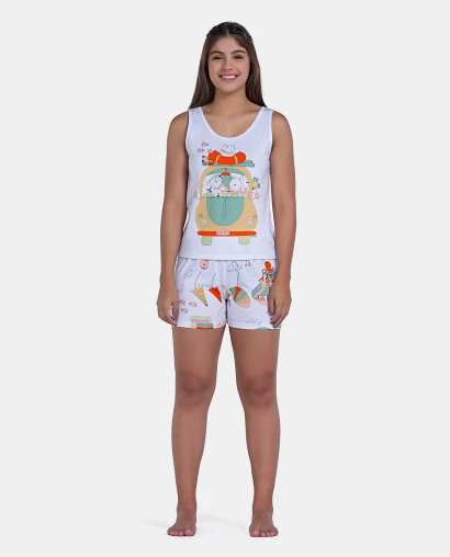 Pijama Feminino Sonhart Curto Regata Estampada e Short