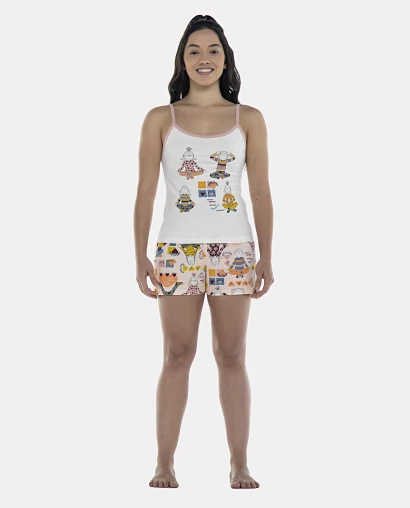 Pijama Feminino Adulto Alça e Short
