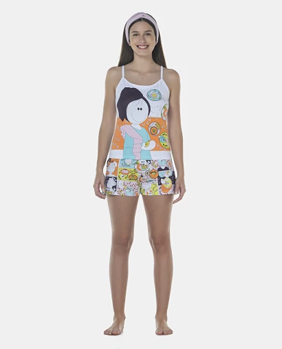 Pijama Feminino Adulto Alça e Short