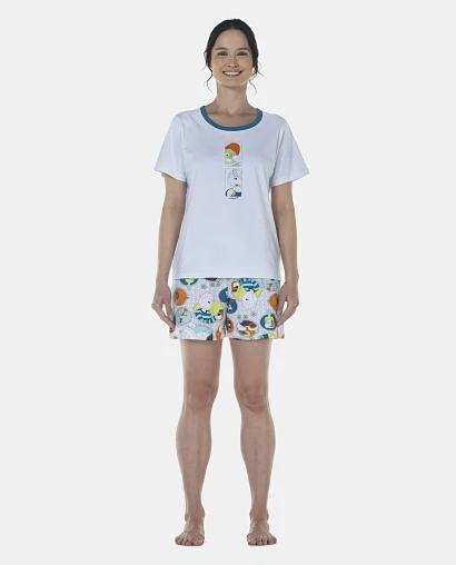 Pijama Feminino Adulto Manga Curta e Short