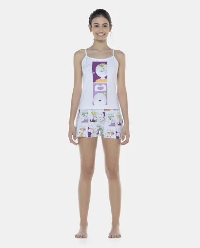 Pijama Feminino Adulto Alça e Short