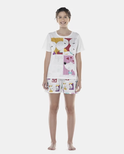 Pijama Feminino Adulto Manga Curta e Short