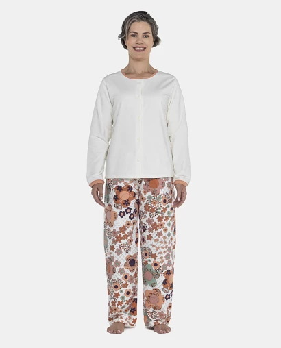 Pijama Feminino Adulto Manga Longa e Calça Moletinho