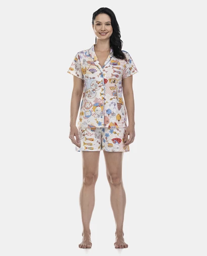 Pijama Feminino Adulto Manga Curta Aberto e Short