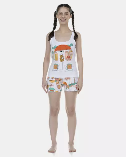 Pijama Feminino Adulto Regata e Short