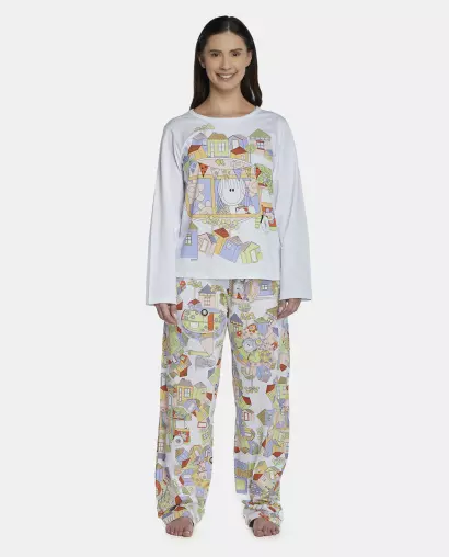 Pijama Feminino Adulto Manga Longa e Calça